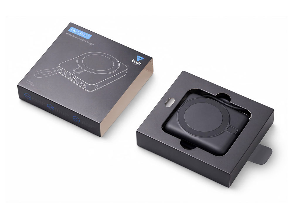 Магнитный беспроводной внешний аккумулятор c подсветкой лого Энчант, 10000 мАч