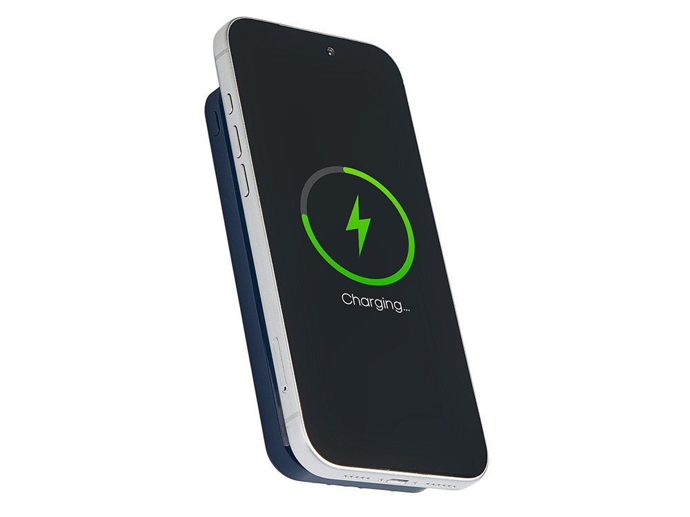 Магнитный беспроводной внешний аккумулятор со встроенными кабелями Мэни, 10000 мАч