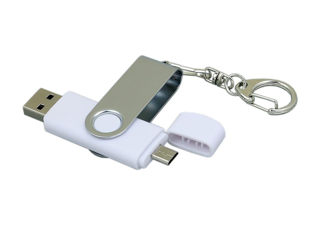Флеш-накопитель 32 ГБ с поворотным USB 2.0 и Micro USB разъёмом