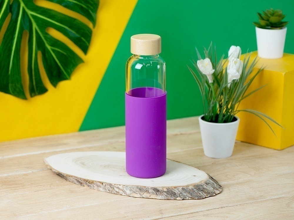 Стеклянная бутылка для воды в силиконовом чехле Refine