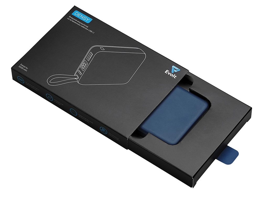 Внешний аккумулятор со встроенным кабелем USB-C Дэнси, 5000 мАч