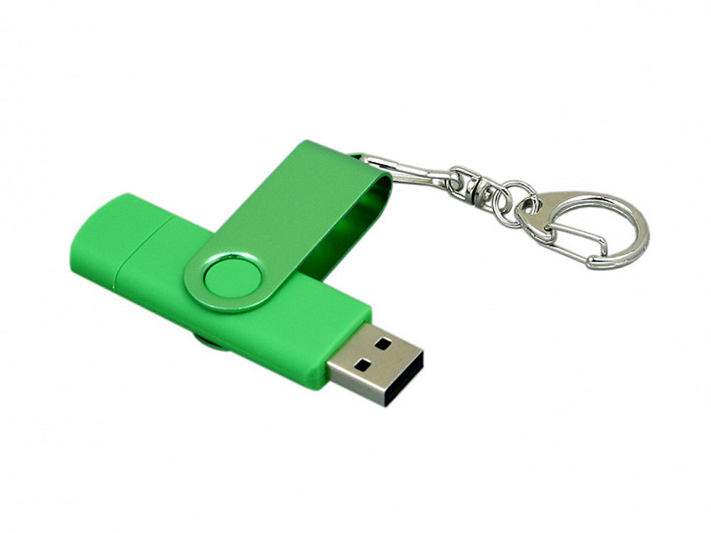 64 Гб USB 2.0 флеш-накопитель с вращающимся корпусом и Micro USB портом