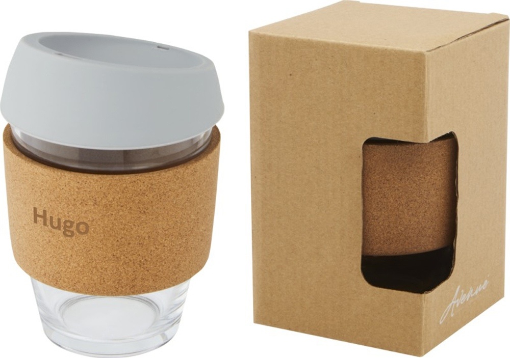 Стеклянный стакан с силиконовой крышкой и пробковой манжетой Lidan