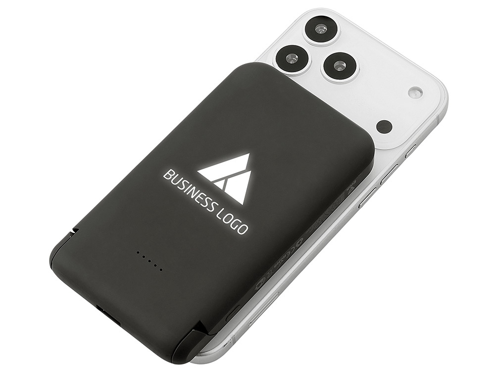 Беспроводной внешний аккумулятор с подсветкой лого и подставкой Magflash, 10000 мАч, 15 Вт