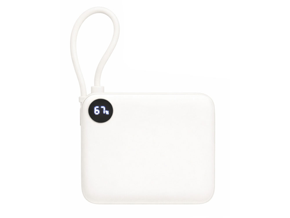 Внешний аккумулятор со встроенным кабелем Liri, QC/PD, 10000 мАч