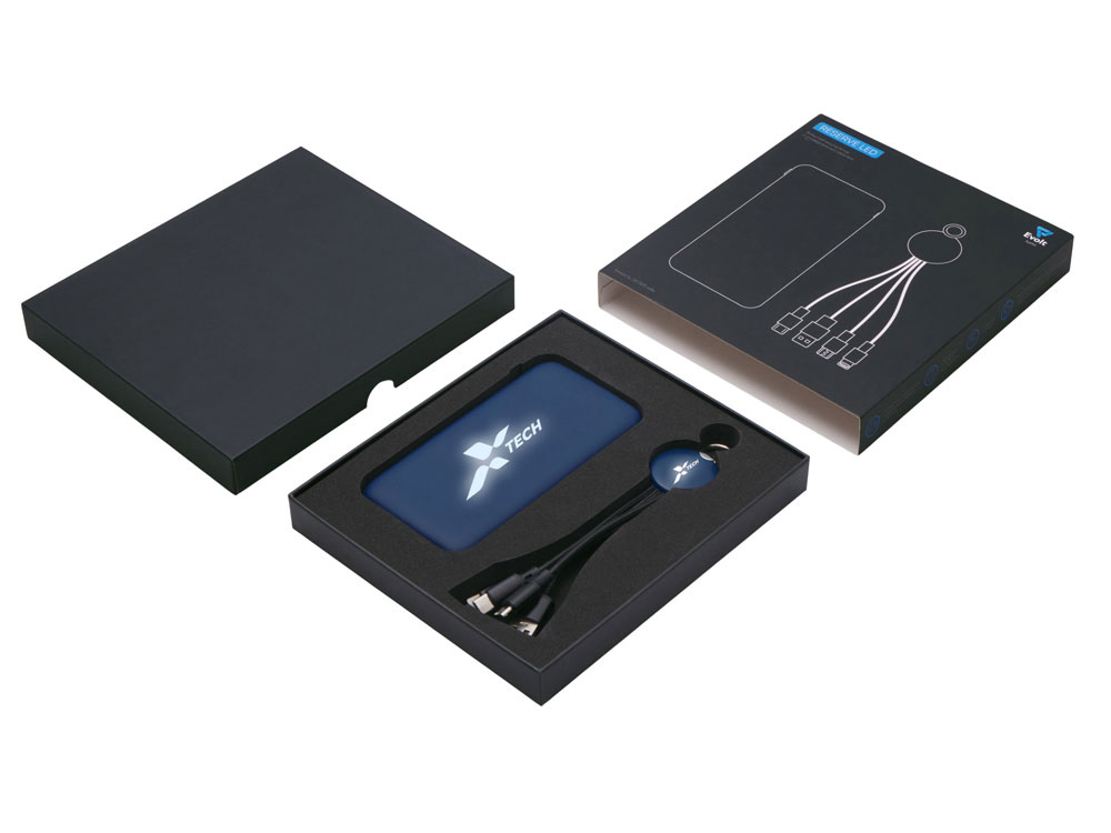 Набор из внешнего аккумулятора и универсального кабеля с подсветкой лого Reserve LED, 10000mAh