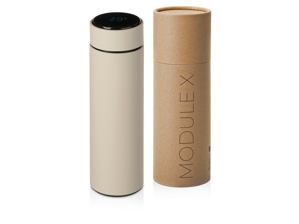 Вакуумный термос Module X с индикатором температуры и медной изоляцией, 500 мл, крафтовый тубус