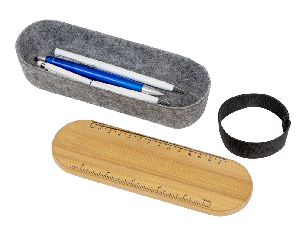 Пенал с линейкой и подставкой для телефона из бамбука Haruki